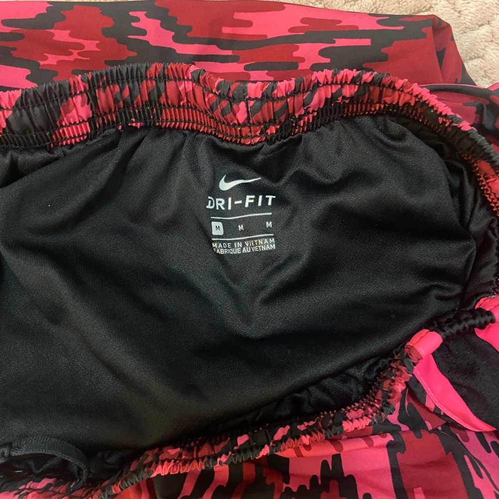 Nike Women's Vibrant Pink and Black Athletic Shorts - Picture 2 of 5